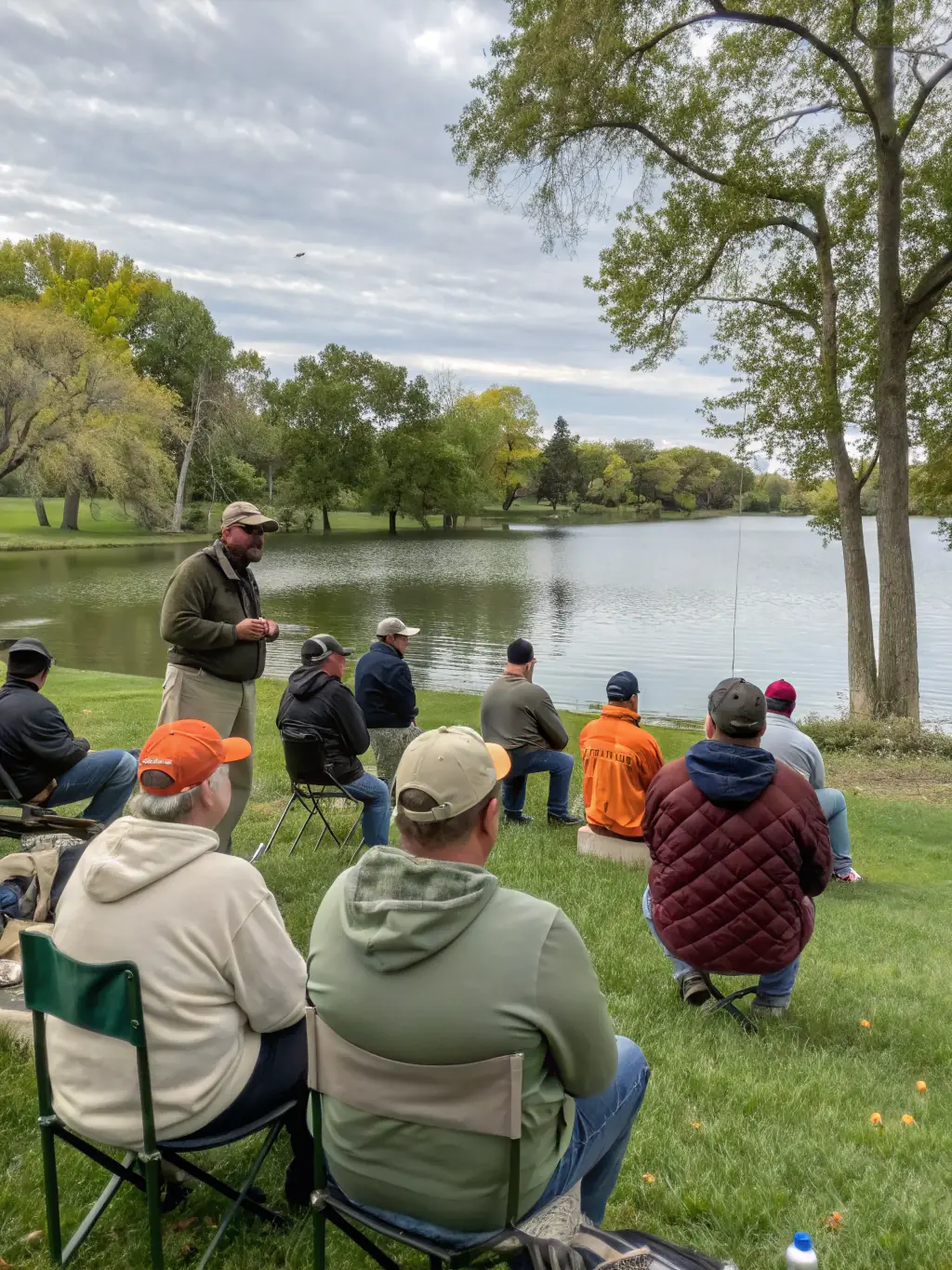 A workshop where members are learning about responsible fishing techniques and the importance of preserving the local ecosystem.